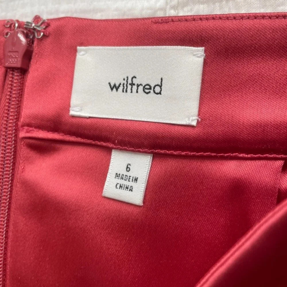 Aritzia Wilfred Satin Patio Mini Skirt Rosy Red Size 6 - Picture 9 of 10